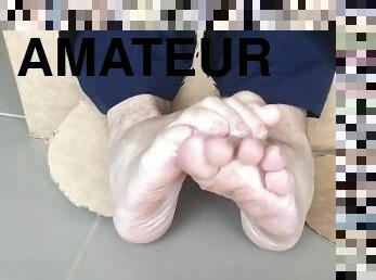 Surprise delivery is a glory hole with a set of sexy big male feet to worship - Manlyfoot