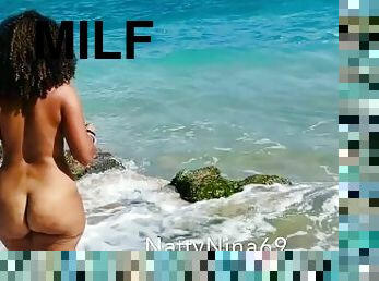 Curvy Latina MILF Visits a Hidden Beach in the Tropic for Nude Sunbathing