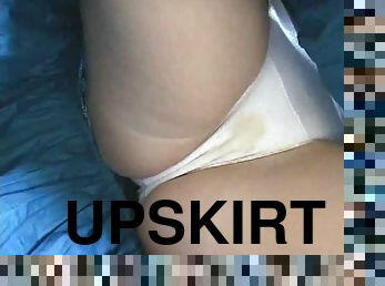 Upskirt View Of Filthy Brunette's Panties