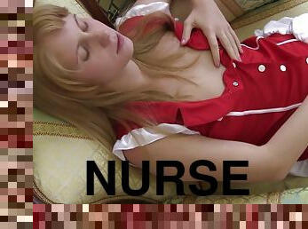Plays With Her Pussy In A With Nurse Outfit And Amber Daikiri