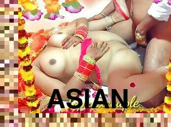 asiatique, amateur, indien, couple, première-fois, marié