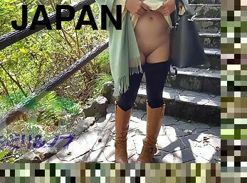 Beautiful Japanese Woman Exposes Her Boobs And Buttocks In A Beautiful Valley Of Autumn Leaves