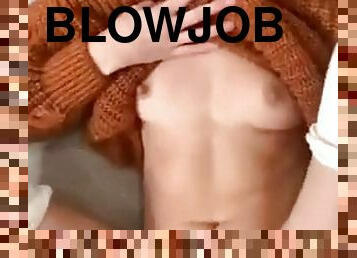 Hot homemade POV blowjob with brunette girlfriend