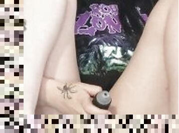 Goth girl masturbating in rob zombie tee