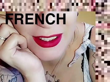 française, blonde, solo, humiliation, domination, tatouage