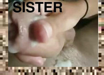 masturbation, amateur, ejaculation-sur-le-corps, branlette, française, petite-amie, sœur, sperme, cocu, bite