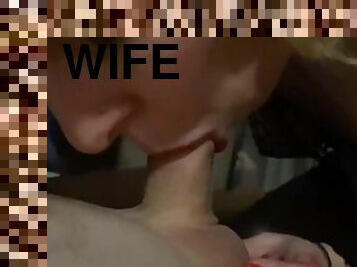 Slut wife gives blowjob to a new fucker