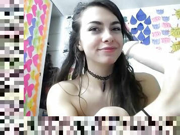 Busty teen sucking and fucking a dildo on webcam live