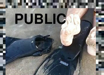 nudiste, public, énorme-bite, plage, pieds, ejaculation, kinky, fétiche, solo, bite