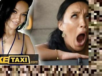 Fake Taxi Bikini Babe Asia Vargas strips in the back of the cab to the drivers delight