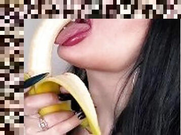 avsugning, deepthroat, piercad, söt, vacker, banan, docka, sugande