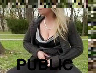 masturbation, public, amateur, blonde, solo, parc