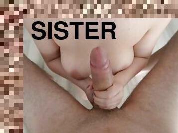 Sexy Step Sister Sucks My Dick So Hard That I Cum On Her Boobs  Cumshot onto Big Tits