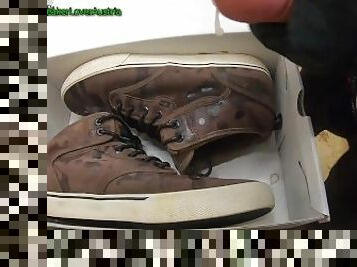 20 cumshots on Globe Motley skate shoes (short version)