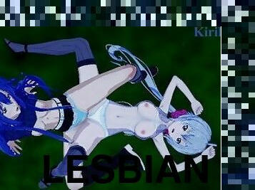 Chris Yukine and Tsubasa Kazanari have an intense lesbian play - Symphogear Hentai