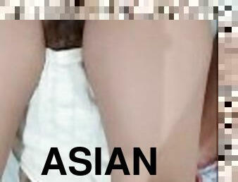 asiatisk, hårig, publik, fitta-pussy, brudar, cumshot, tonåring, creampie, första-gången, college