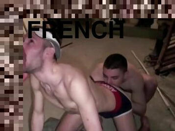french dude accept ot suck and be fucked in gang ban, his 2 friends in, discretr basement