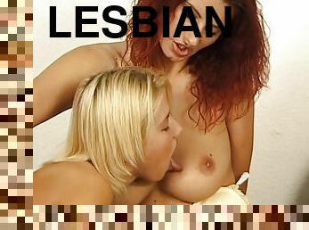 Blonde And Redhead Lesbians Get Fucked By Strong Neighbour