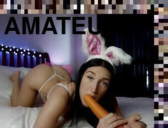 Naughty Bunny Layla Fucks her Tight Pussy With a Carrot