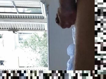 Neighbor watching me masturbating naked at open window