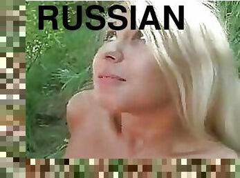 Gorgeous Blonde Russian Teen Gets Covered in Thick Jizz Outdoors