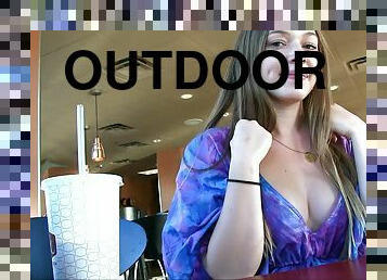 Girl with a Hot Ass Doing a Hula Hoop Outdoors