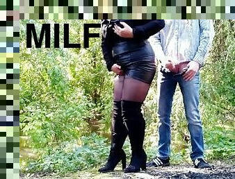 masturbation, en-plein-air, collants, public, russe, amateur, ejaculation-sur-le-corps, milf, maison, maman