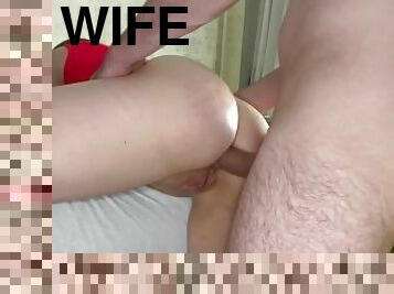 Wife for the first time tries two penises, one in the pussy and the other in the ass. Cum in the ass