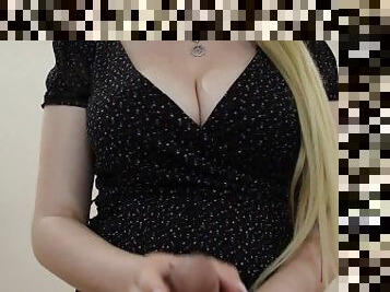 Cum from my girlfriend's masturbation. Titfuck her super boobs.