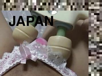 asiatique, masturbation, ejaculation-sur-le-corps, japonais, ladyboy, ejaculation, solo, sous-vêtements