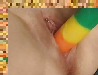 Pride Month Masturbation! Watch this huge dildo disappear into my wet pussy