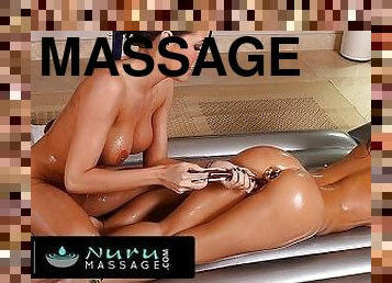 NURU MASSAGE - Asa Akira Helps Her Busty Coworker To Stretch Her Ass Before Her Date Night