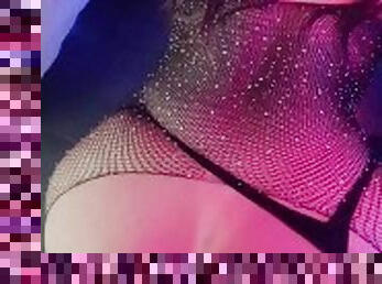 (NO MUSIC) Spoiling you and my pussy in black bunny mask and fishnet bodysuit ????