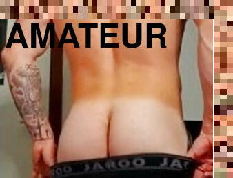 amateur, gay, décapage, bout-a-bout, solo, musclé, tatouage, bite