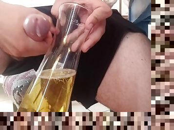 pee and cum in a wine jug
