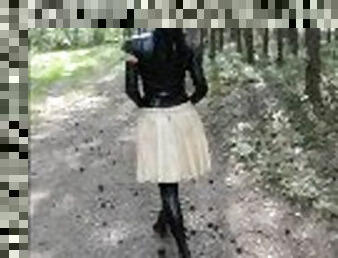 amateur, couple, fétiche, latex, solo, forêt, brunette, caoutchouc