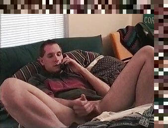 Dirty talking college student jerks his 7 inch thick circumcised cock while having phone sex and recording a video for her boyfriend