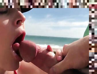 Bikini Thot Sucking Dick On Public Beach