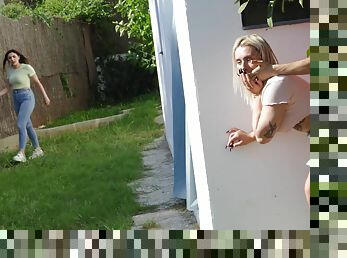 Scarlett Wild sucks hard prick and gets pleasantly fucked outdoors