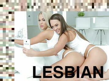 All white lesbian girls having sex on a couch