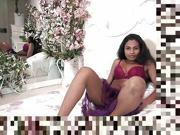 Alishaa Mae Strips Off Purple Lingerie In Bed