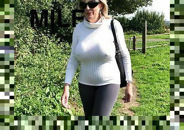 Big Tits Braless Milf Outdoors