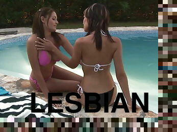 Lesbian teens by the pool