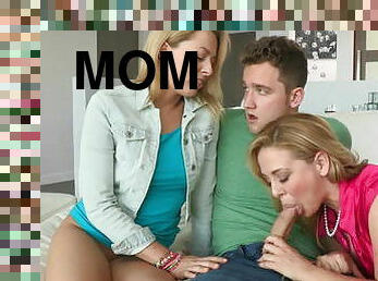 Sexy moms suck and fuck teen in turns
