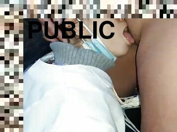 Fucked and cumshot in the mouth of a nurse in a public place