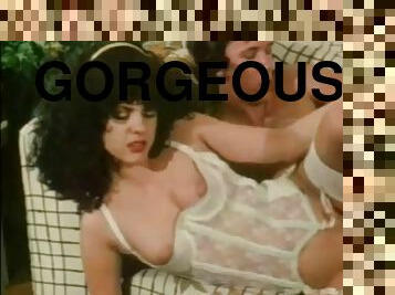 Gorgeous 80s porn queen fucking in lingerie