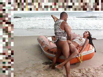 Sexy latina Emanuelle Diniz getting boned by the ocean