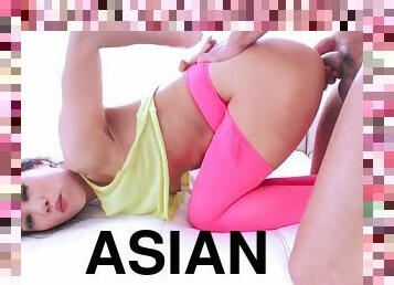 Asian Kalina Ryu taking a raw fuck up her mouth ass and pussy