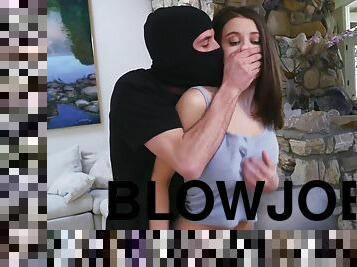 Masked burglar gets a bj & fucks Lana Rhoades on various positions