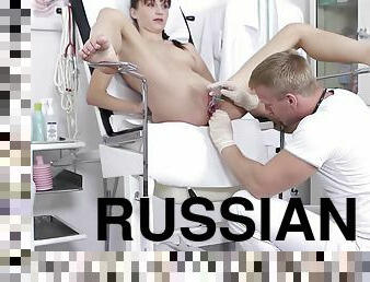Russian teen Lida gets her first ever gyno checkup with deep penetration
